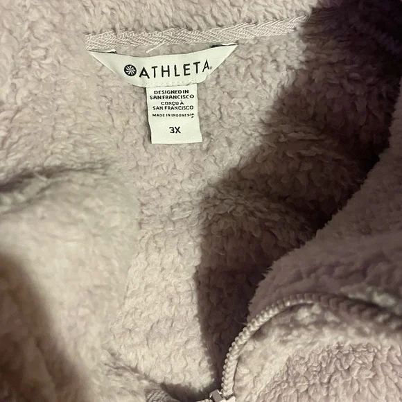 NWT Athleta Tugga Sherpa Jacket 3X 24W 26W Shasta Purple Zip Pockets Rib Trim - Picture 4 of 4